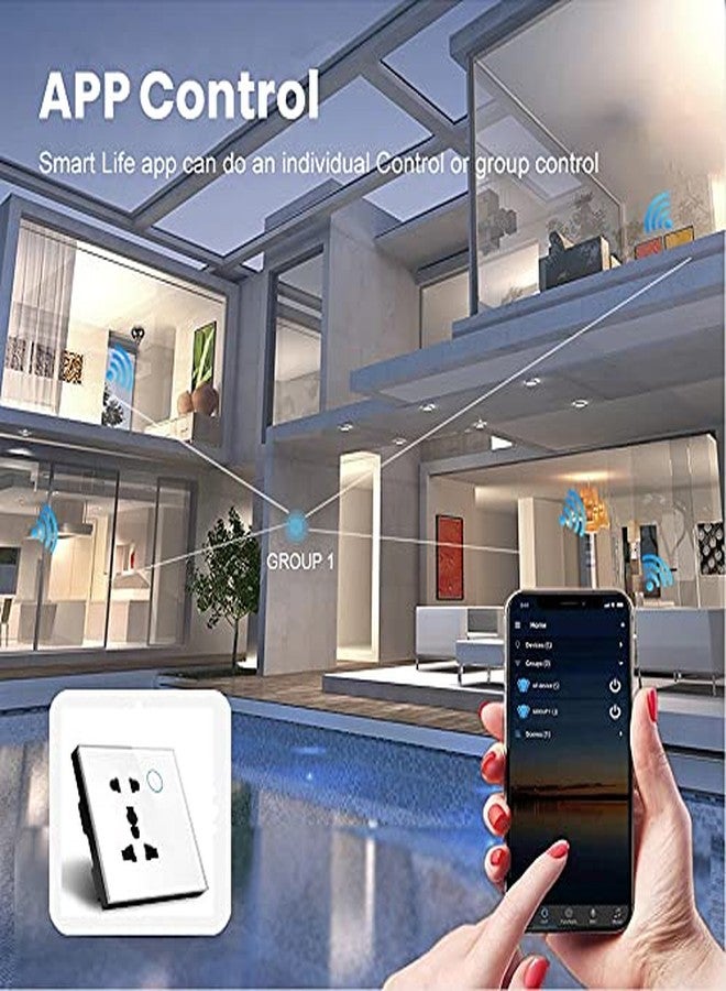 Protium WiFi Smart Wall Socket Compatible with Alexa, Google Home, and Smart Life App (5 Hole, Type D, White) - Image 4